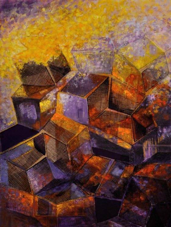Little Boxes, Abstract Oil Painting by Ann McLaughlin