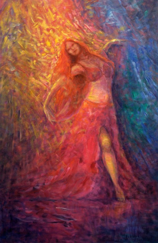 Dancer in Red, Oil Painting by Ann McLaughlin