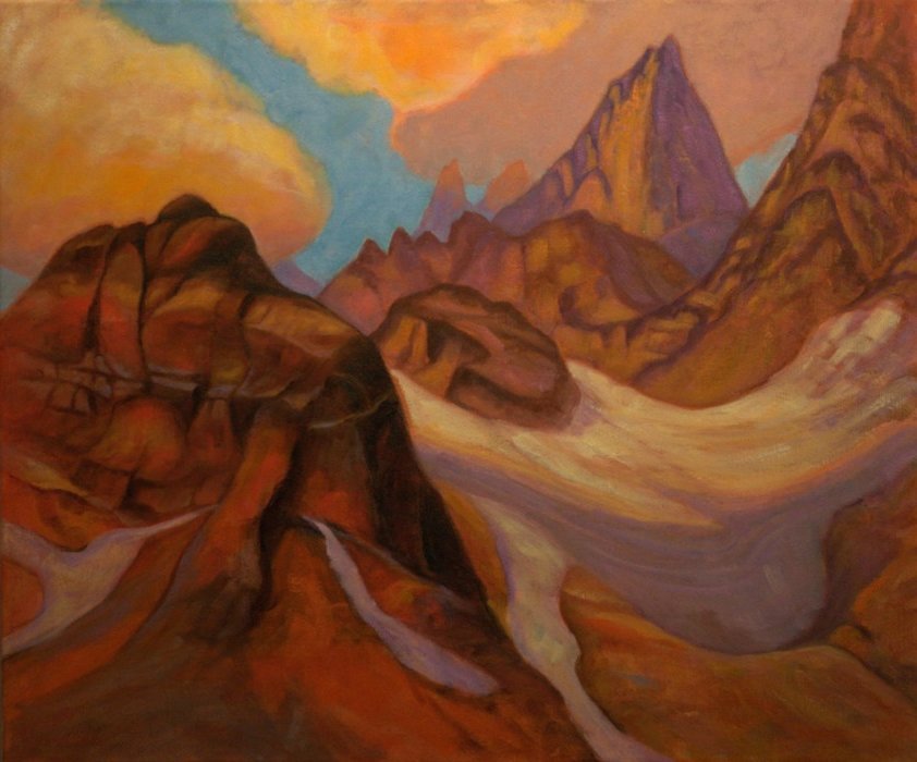 Above Cobalt Lake, Landscape Oil Painting by Ann McLaughlin
