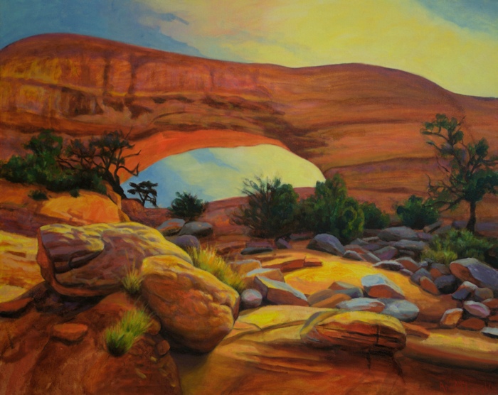 Wilsons Arch II, Landscape Oil Painting by Ann McLaughlin