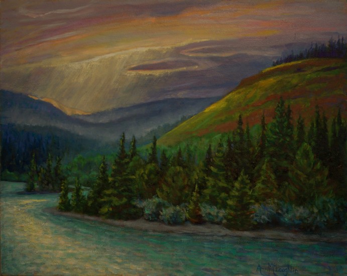 Mountain Air Lodge, Plein Aire Oil Painting by Ann McLaughlin