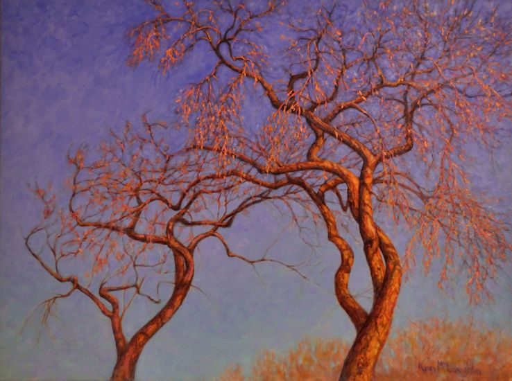 Italian Center Trees, Oil Painting by Ann McLaughlin