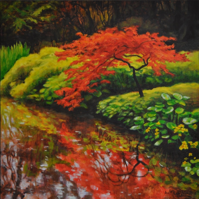Red Japanese Maple, Oil Painting by Ann McLaughlin