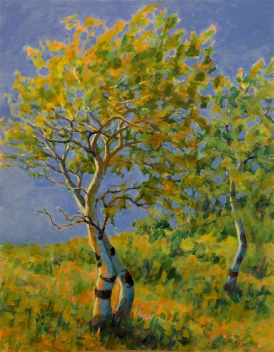 Windy Poplars, Oil Painting by Ann McLaughlin