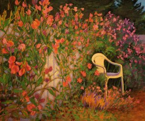 Sweet Pea Sanctuary, Oil Painting by Ann McLaughlin