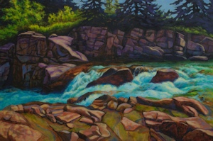 Castle River Blues, Landscape Oil Painting by Ann McLaughlin