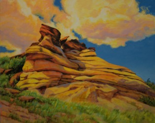 Writing on Stone, Landscape Oil Painting by Ann McLaughlin
