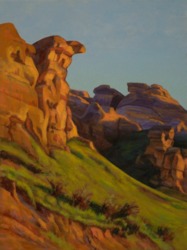 Writing On Stone Figure, Landscape Oil Painting by Ann McLaughlin
